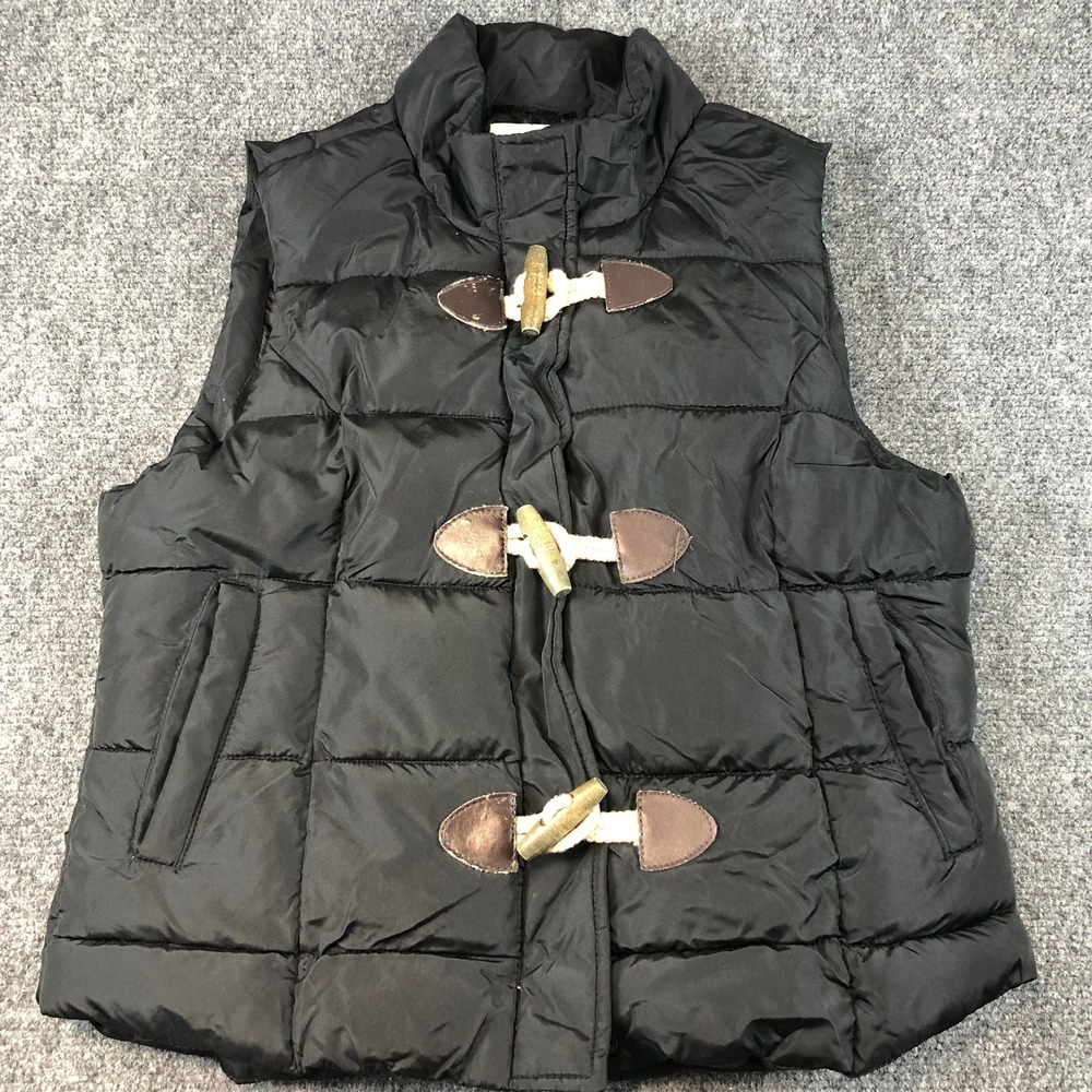 Arizona Jean Co. Puffer‎ Vest Womens M Black Toggle Front Quilted Warm Winter